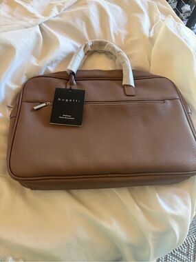 Bugatti Brown Pebble-Grain Laptop Briefcase